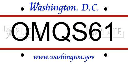 OMQS61 District Of Columbia License Plate