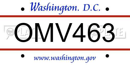 OMV463 District Of Columbia License Plate