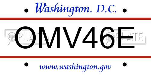 OMV46E District Of Columbia License Plate