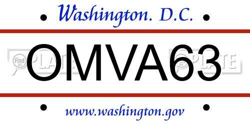 OMVA63 District Of Columbia License Plate