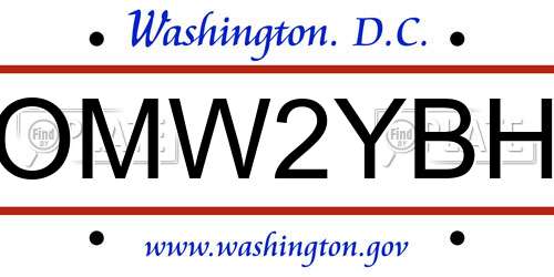OMW2YBH District Of Columbia License Plate