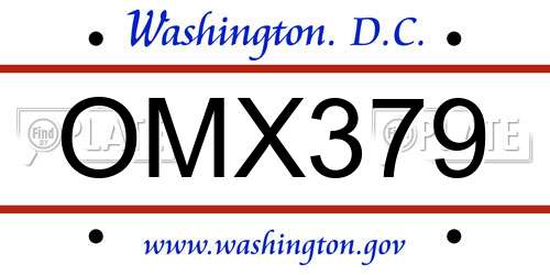 OMX379 District Of Columbia License Plate