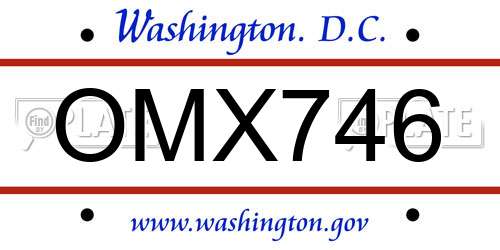 OMX746 District Of Columbia License Plate