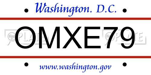 OMXE79 District Of Columbia License Plate