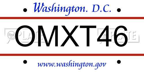 OMXT46 District Of Columbia License Plate