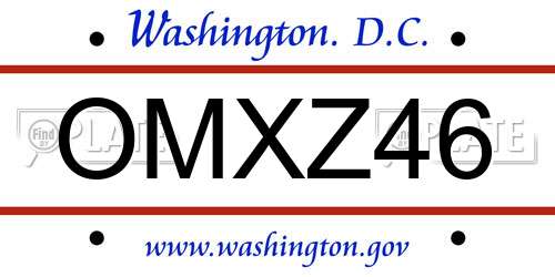 OMXZ46 District Of Columbia License Plate