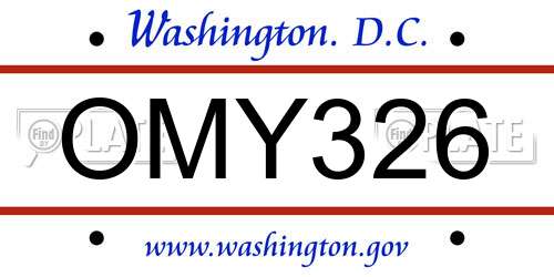 OMY326 District Of Columbia License Plate