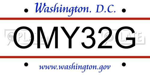 OMY32G District Of Columbia License Plate