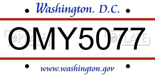 OMY5077 District Of Columbia License Plate