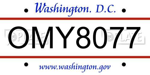 OMY8077 District Of Columbia License Plate