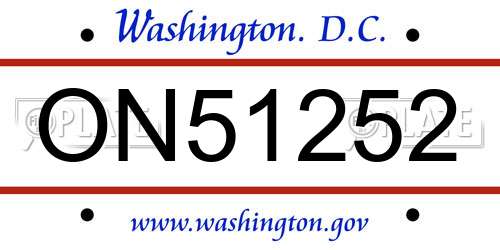 ON51252 District Of Columbia License Plate