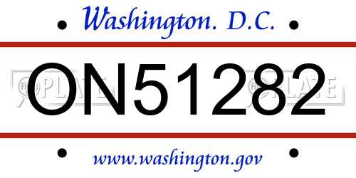 ON51282 District Of Columbia License Plate