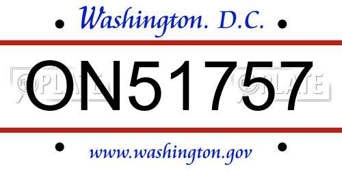 ON51757 District Of Columbia License Plate