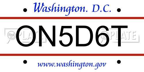 ON5D6T District Of Columbia License Plate