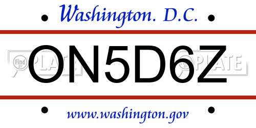 ON5D6Z District Of Columbia License Plate