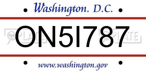 ON5I787 District Of Columbia License Plate