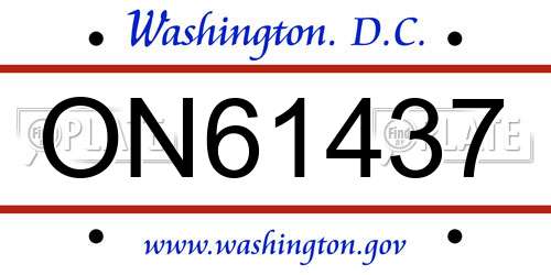 ON61437 District Of Columbia License Plate