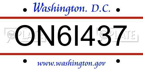 ON6I437 District Of Columbia License Plate