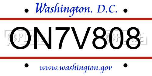 ON7V808 District Of Columbia License Plate