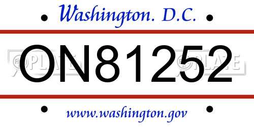 ON81252 District Of Columbia License Plate