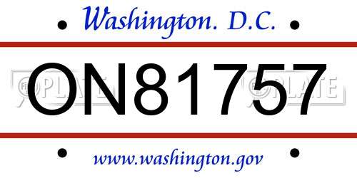 ON81757 District Of Columbia License Plate