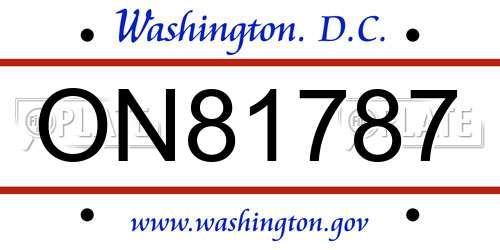 ON81787 District Of Columbia License Plate