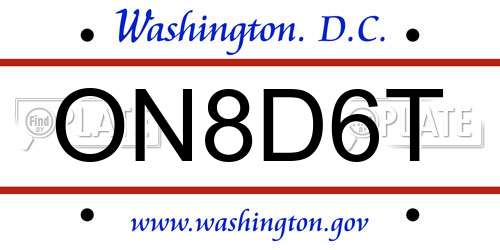 ON8D6T District Of Columbia License Plate