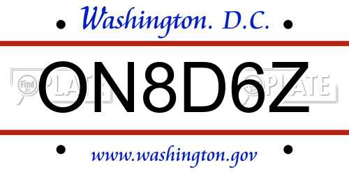 ON8D6Z District Of Columbia License Plate