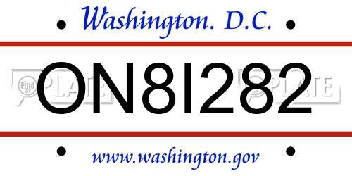 ON8I282 District Of Columbia License Plate
