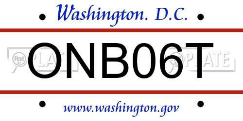 ONB06T District Of Columbia License Plate