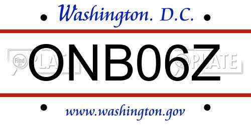 ONB06Z District Of Columbia License Plate