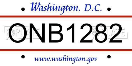 ONB1282 District Of Columbia License Plate