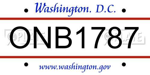 ONB1787 District Of Columbia License Plate