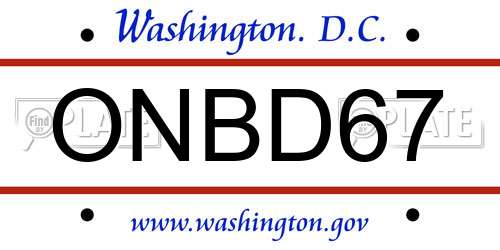 ONBD67 District Of Columbia License Plate