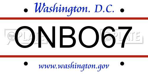 ONBO67 District Of Columbia License Plate