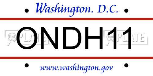 ONDH11 District Of Columbia License Plate