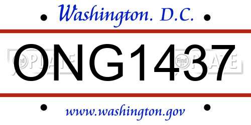 ONG1437 District Of Columbia License Plate