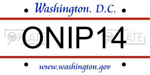 ONIP14 District Of Columbia License Plate