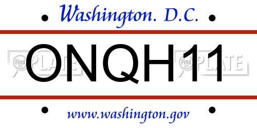 ONQH11 District Of Columbia License Plate