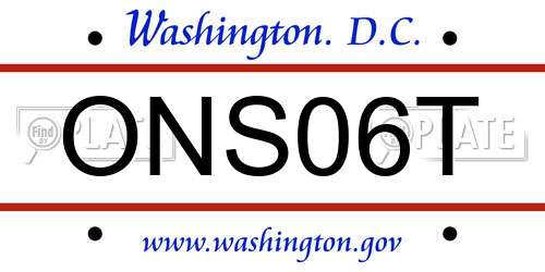 ONS06T District Of Columbia License Plate