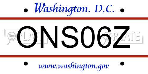 ONS06Z District Of Columbia License Plate