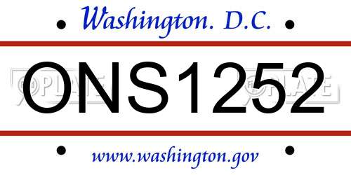 ONS1252 District Of Columbia License Plate