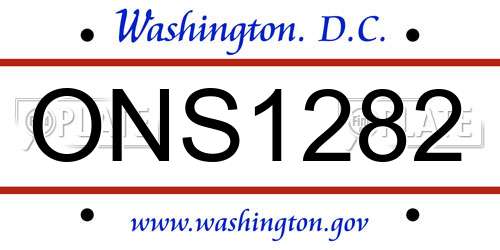 ONS1282 District Of Columbia License Plate