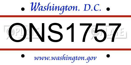 ONS1757 District Of Columbia License Plate