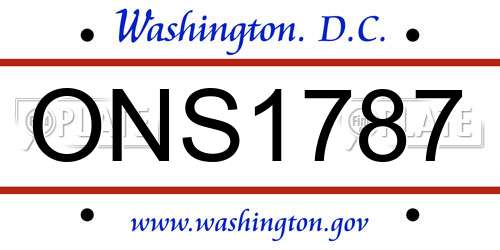 ONS1787 District Of Columbia License Plate