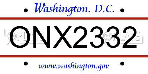 ONX2332 District Of Columbia License Plate