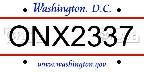 ONX2337 District Of Columbia License Plate