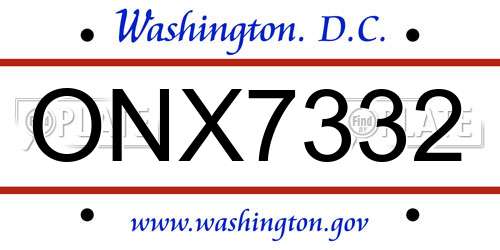 ONX7332 District Of Columbia License Plate