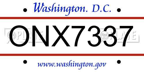 ONX7337 District Of Columbia License Plate
