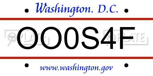 OO0S4F District Of Columbia License Plate